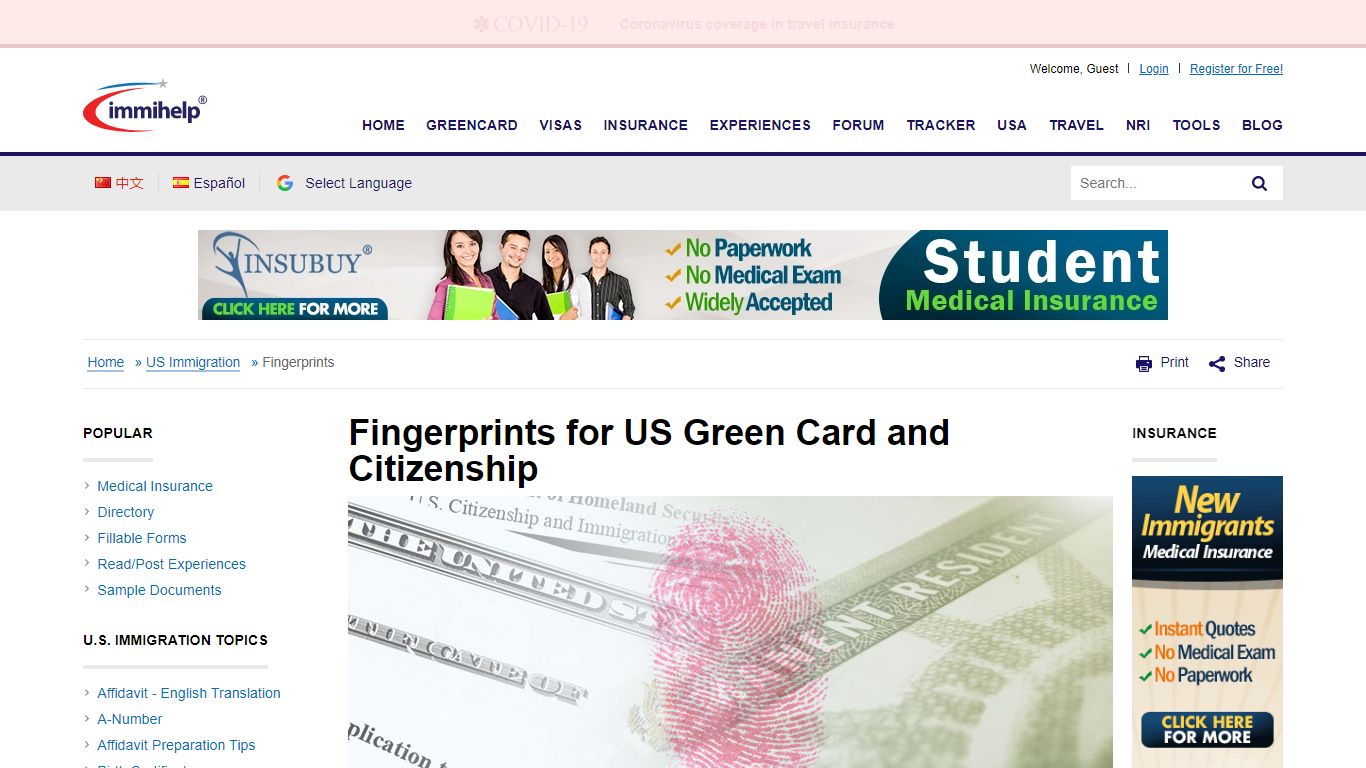 Fingerprints for US Green Card and Citizenship - Immihelp